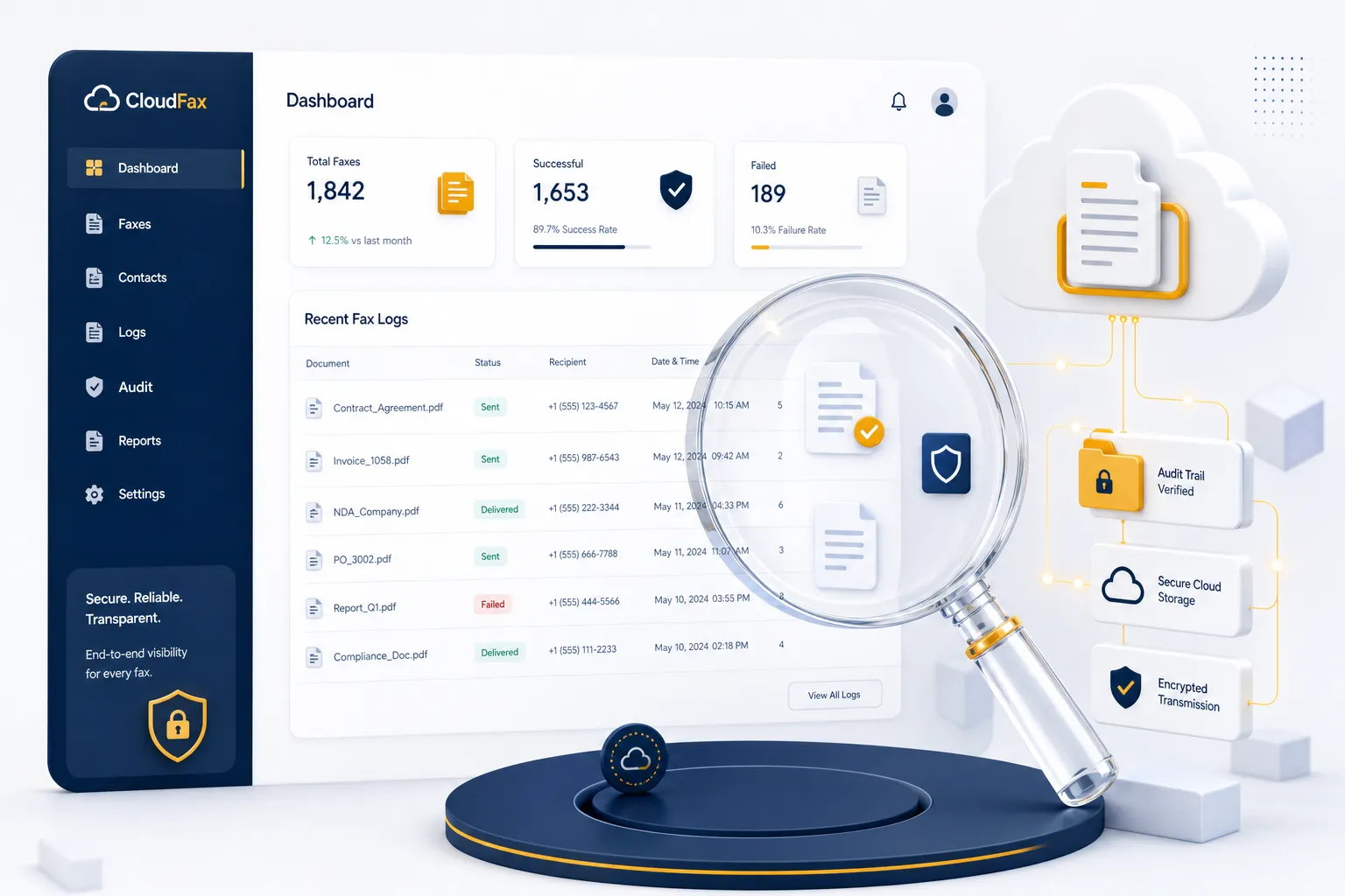 قابلیت گزارش‌گیری و پیگیری فکس ابری در پنل مدیریت ابروفکس
